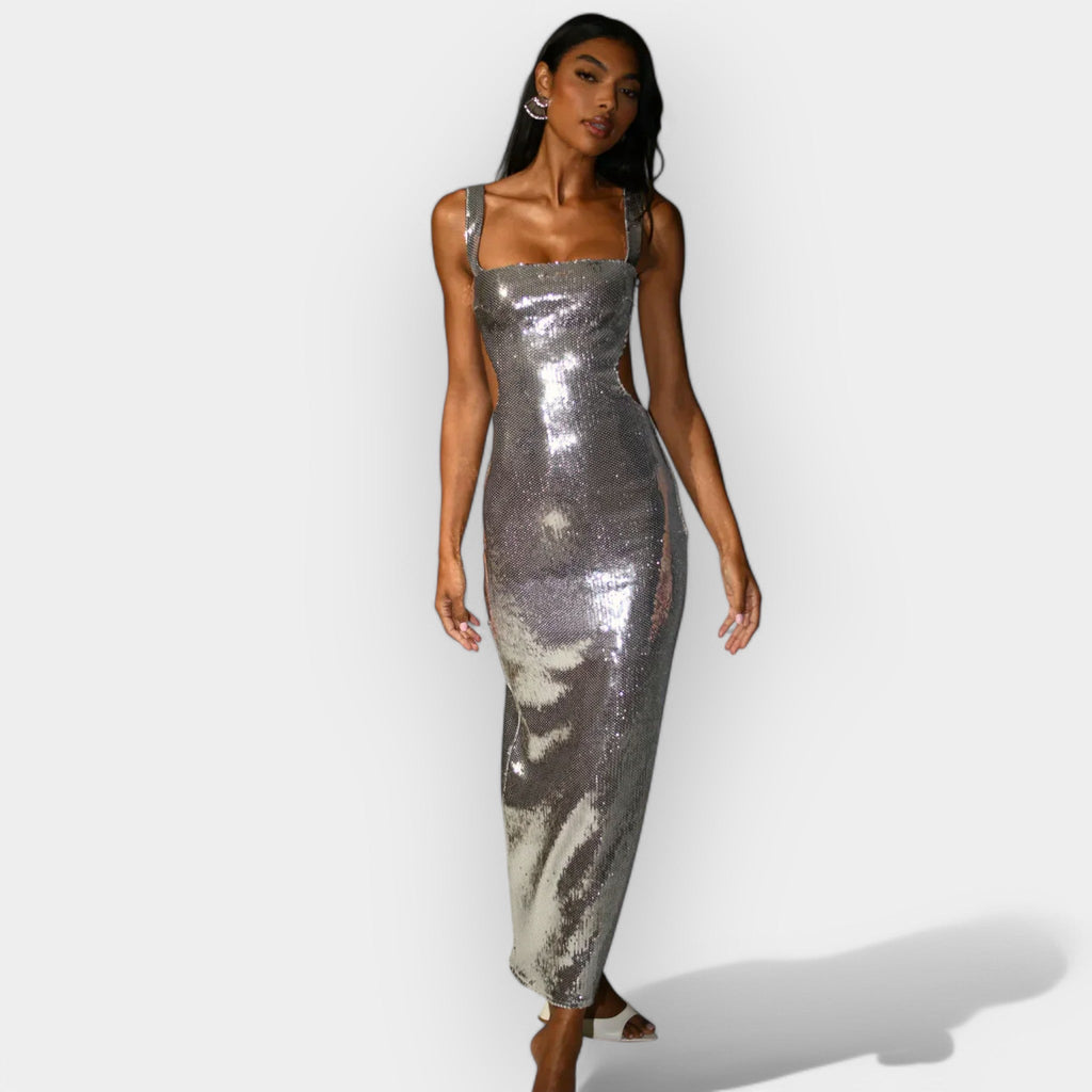 Rochie maxi strălucitoare