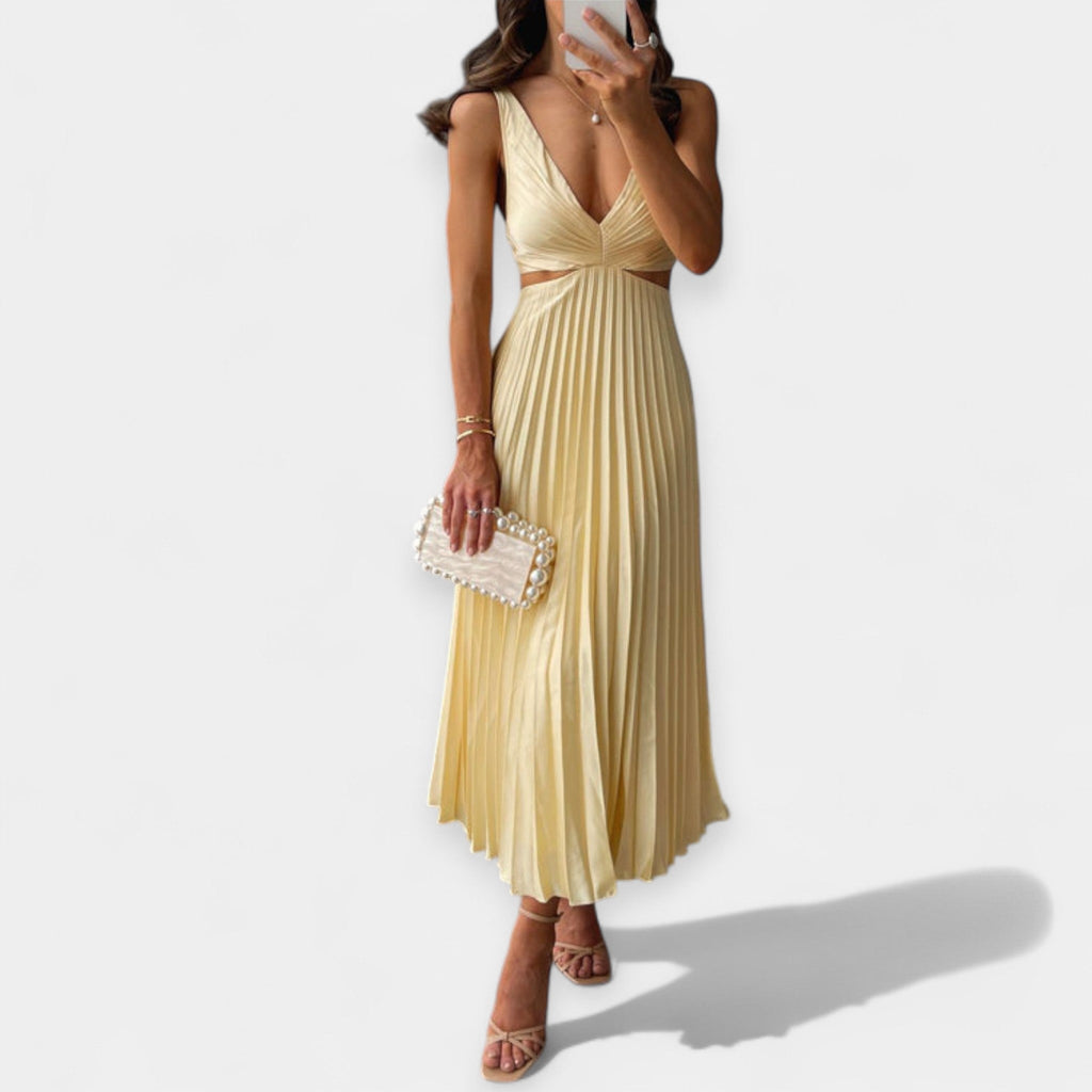 Rochie maxi cu design plisat