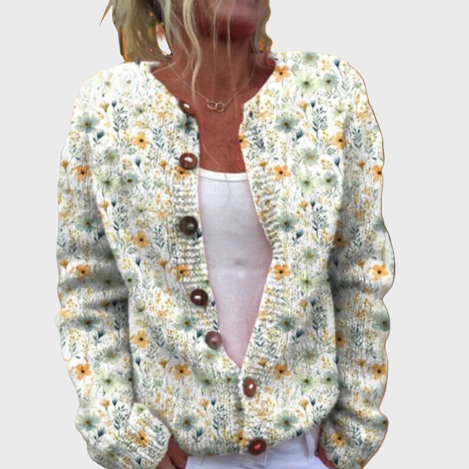 Vestă tricotată cu model floral