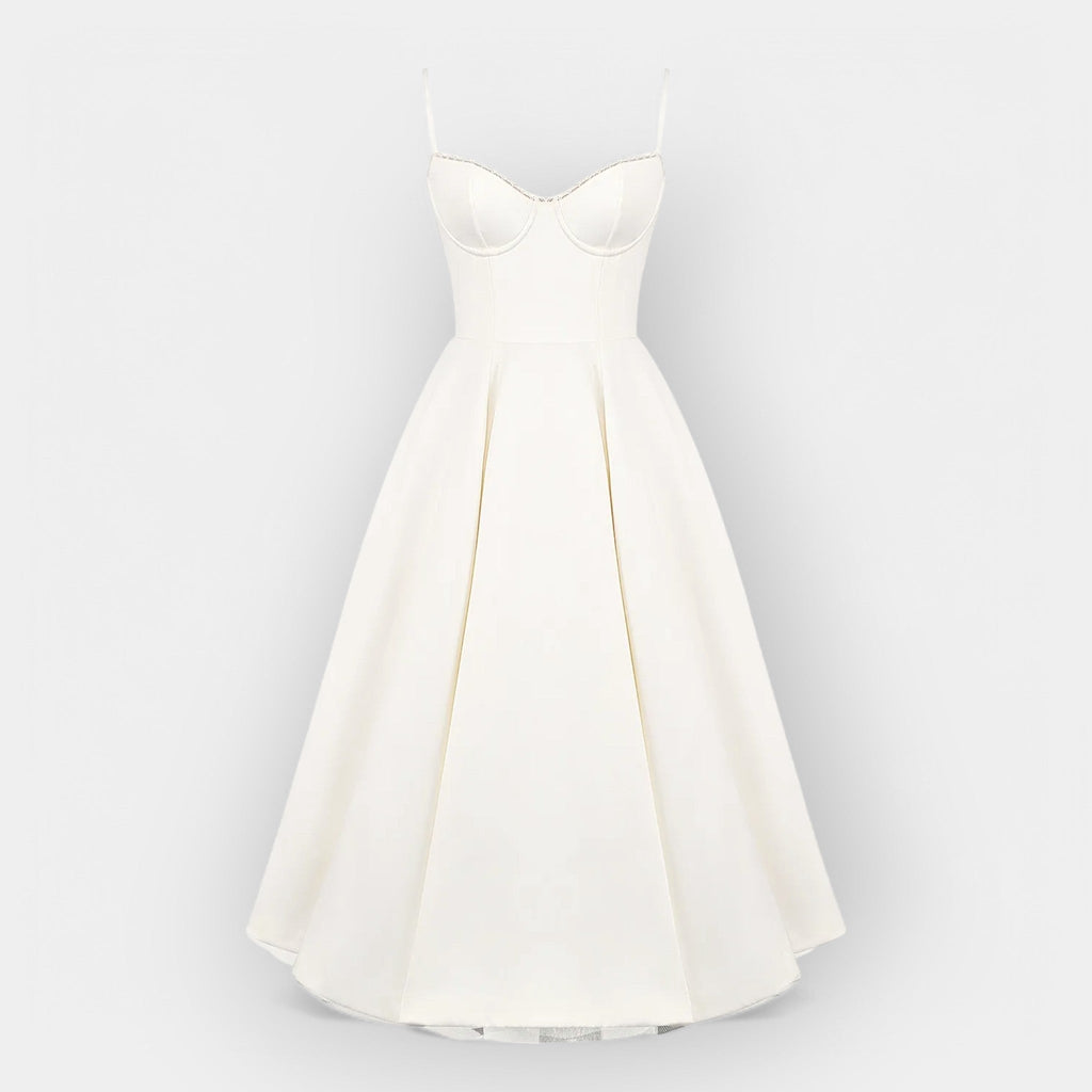 Rochie midi albă minimalistă
