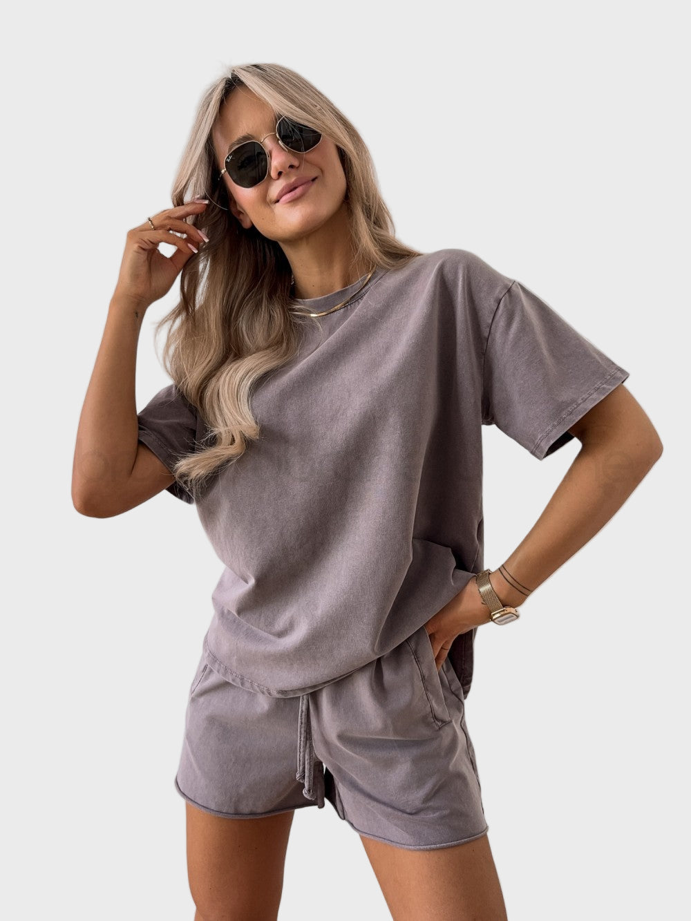 Set de 2 piese din bumbac dublu colorat