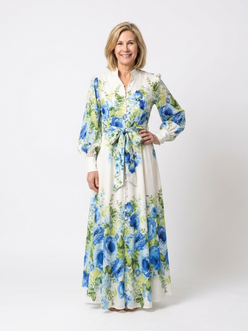 Harper | Rochie Maxi cu Mâneci Lungi și Flori