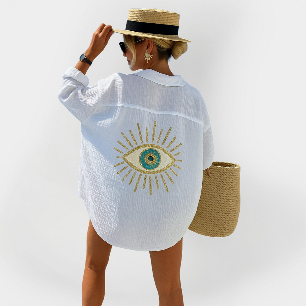 Tricou de plajă cu model de ochi