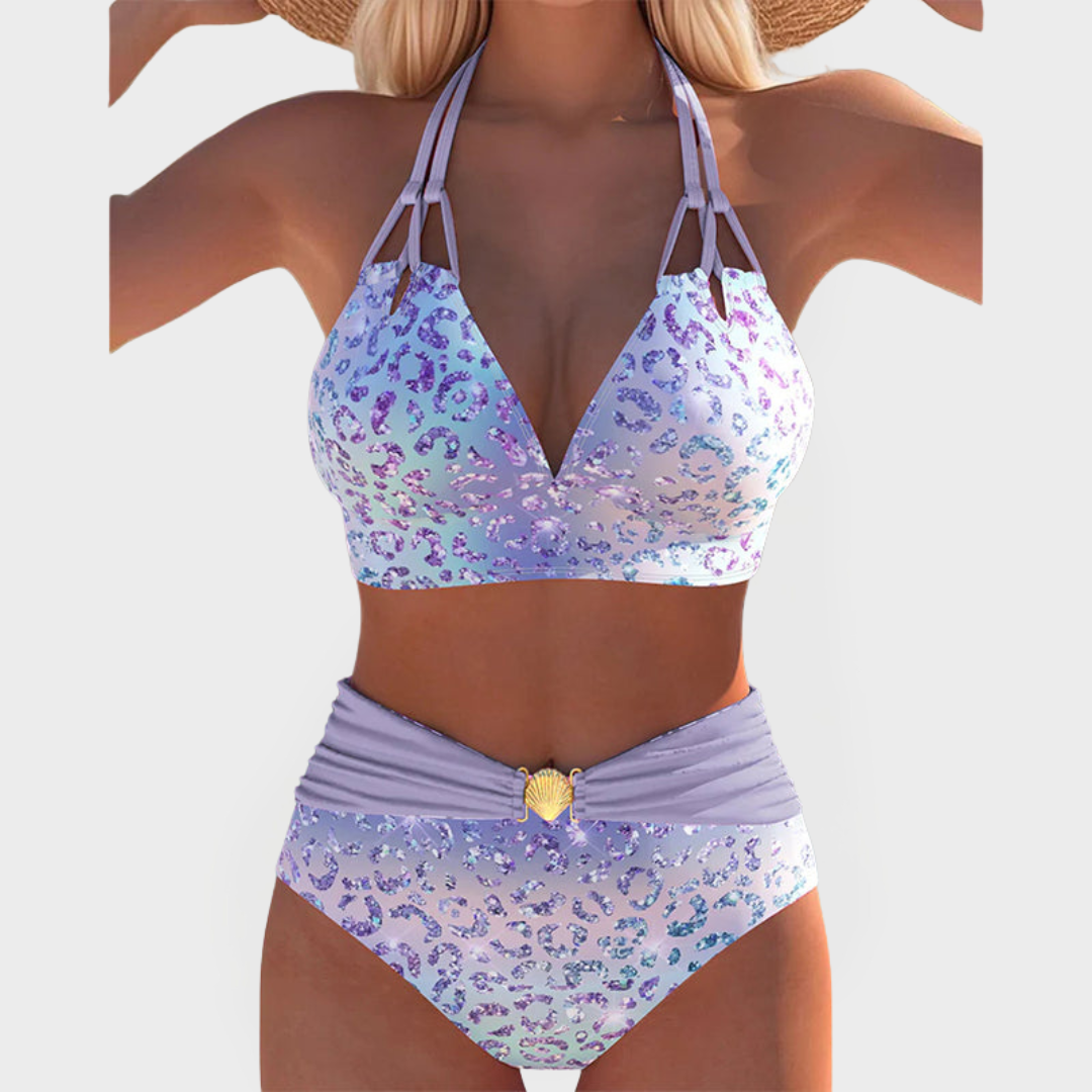 Bikini sexy cu top cu imprimeu 
