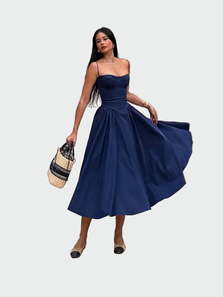 Rochie maxi din satin cu bretele subțiri