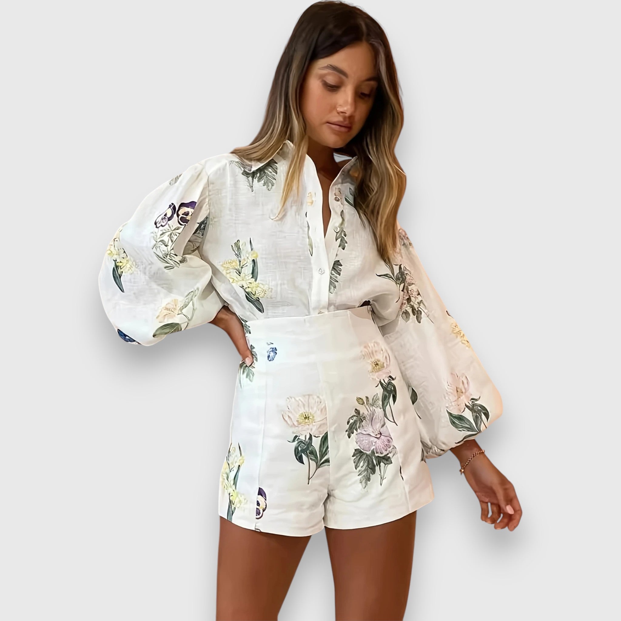 Set de două piese cu model floral strălucitor