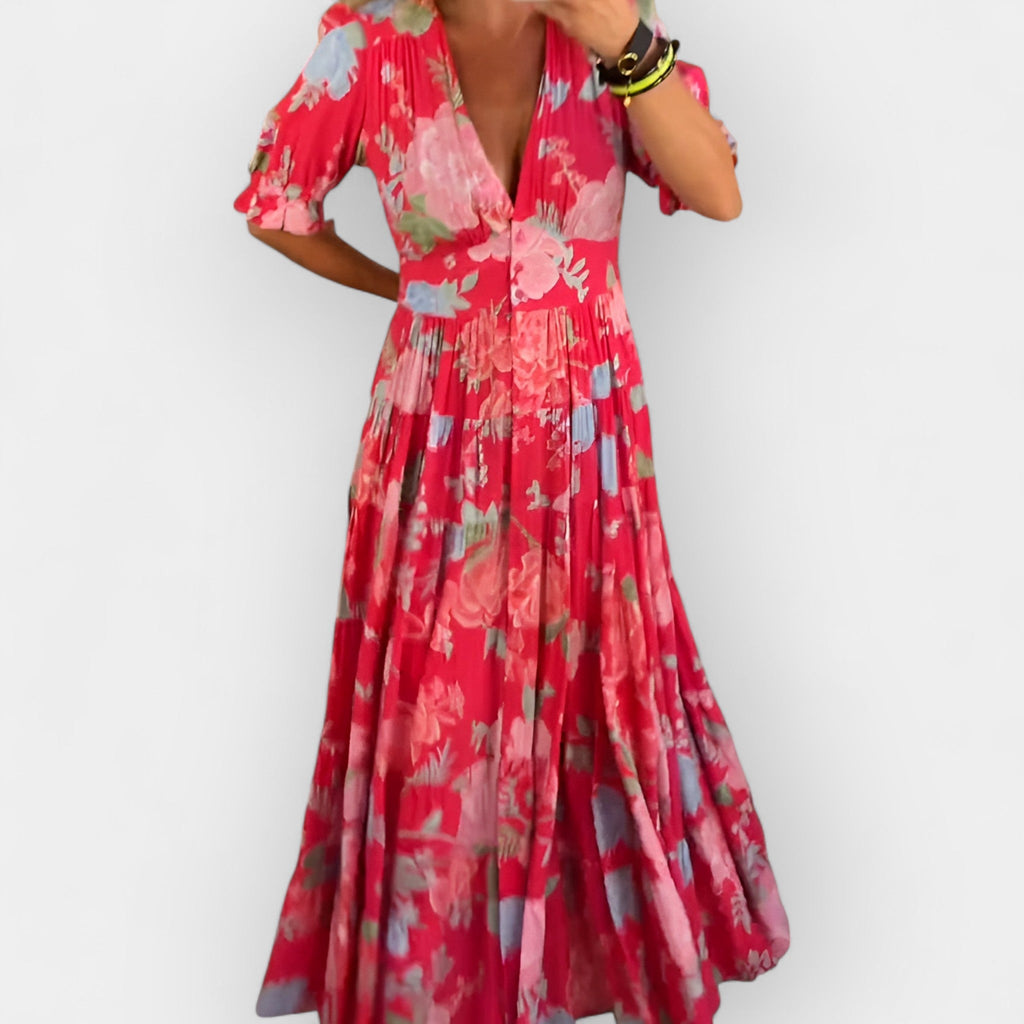 Rochie florală ușoară cu buzunare