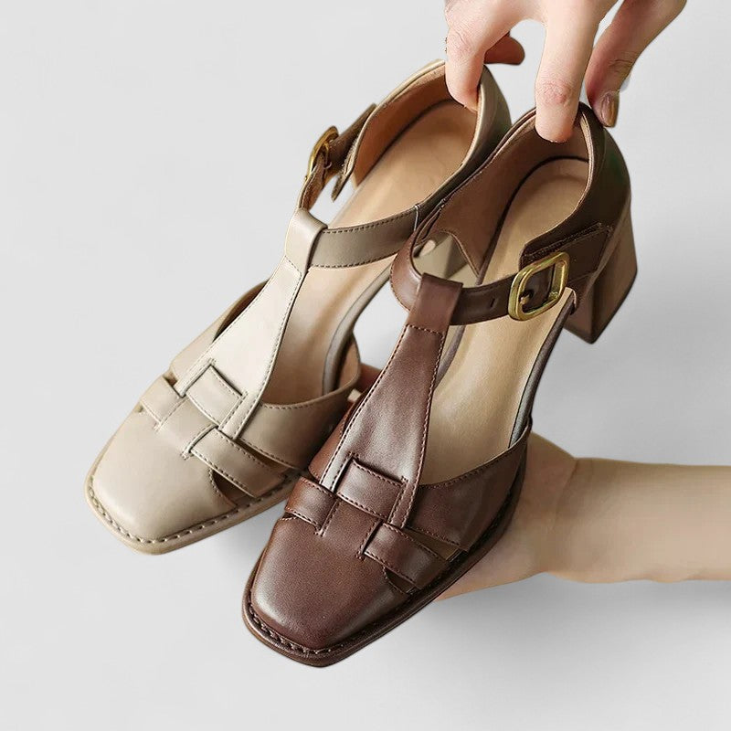 Scarlett – Sandale ortopedice cu talpă bloc T-Strap