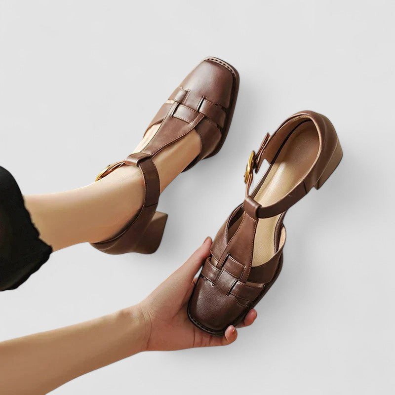 Scarlett – Sandale ortopedice cu talpă bloc T-Strap