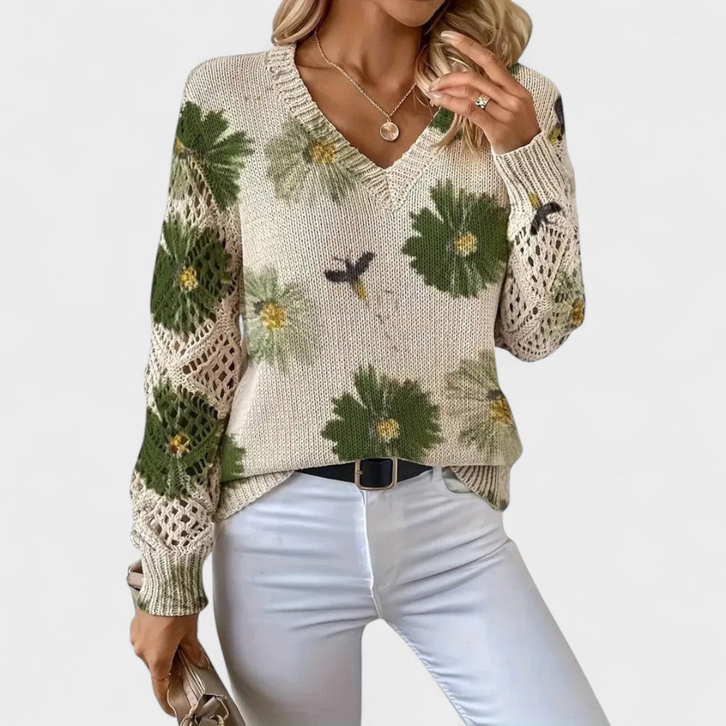 Alma - Pulover elegant cu model floral
