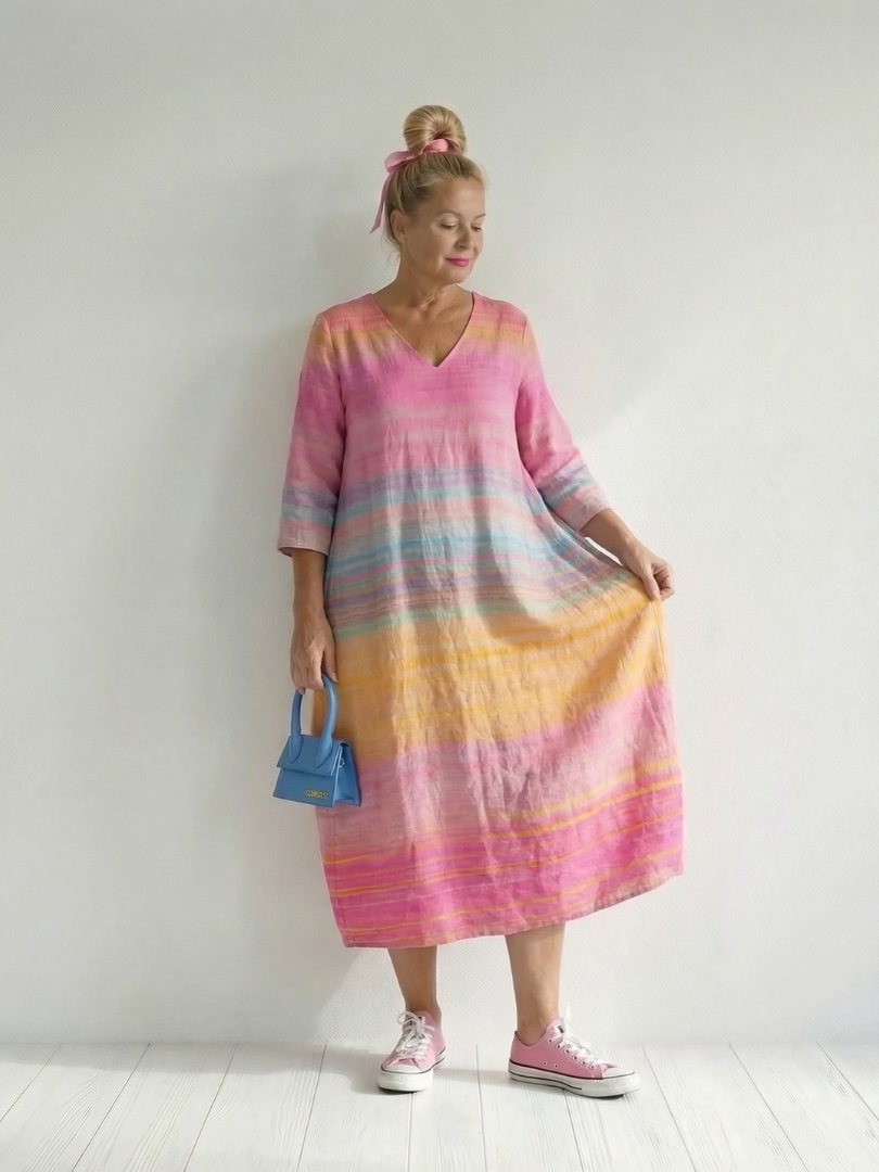 Blake | Rochie Midi cu Dungi Gradient