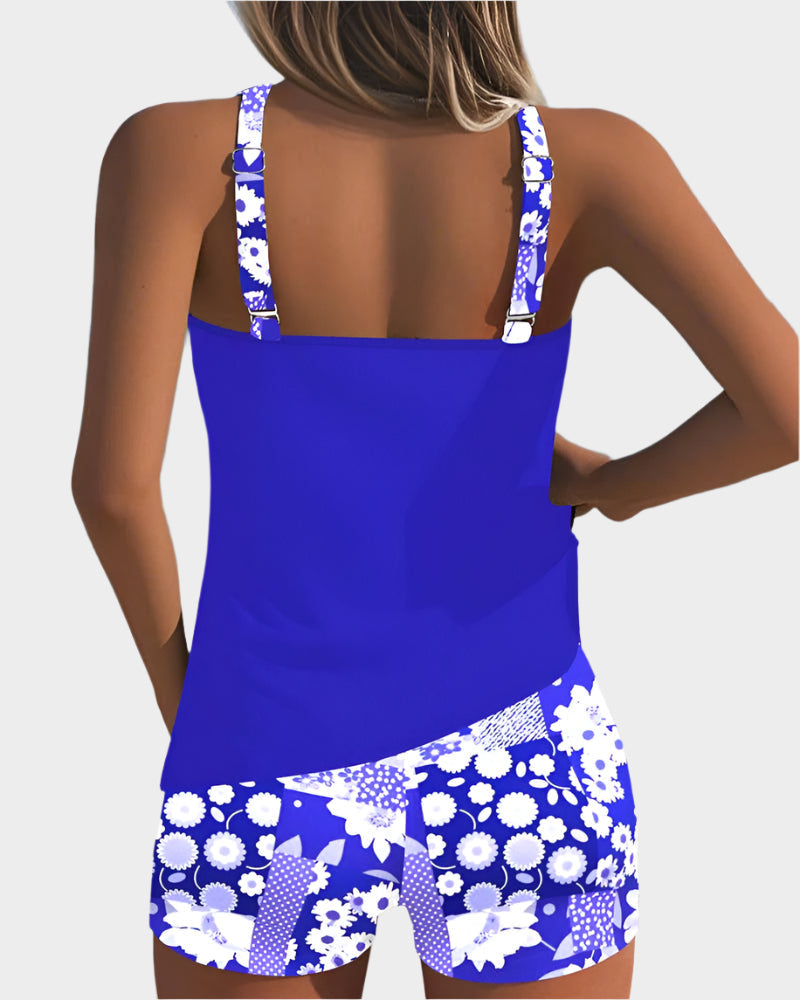 Costum de baie confortabil din două piese cu model floral