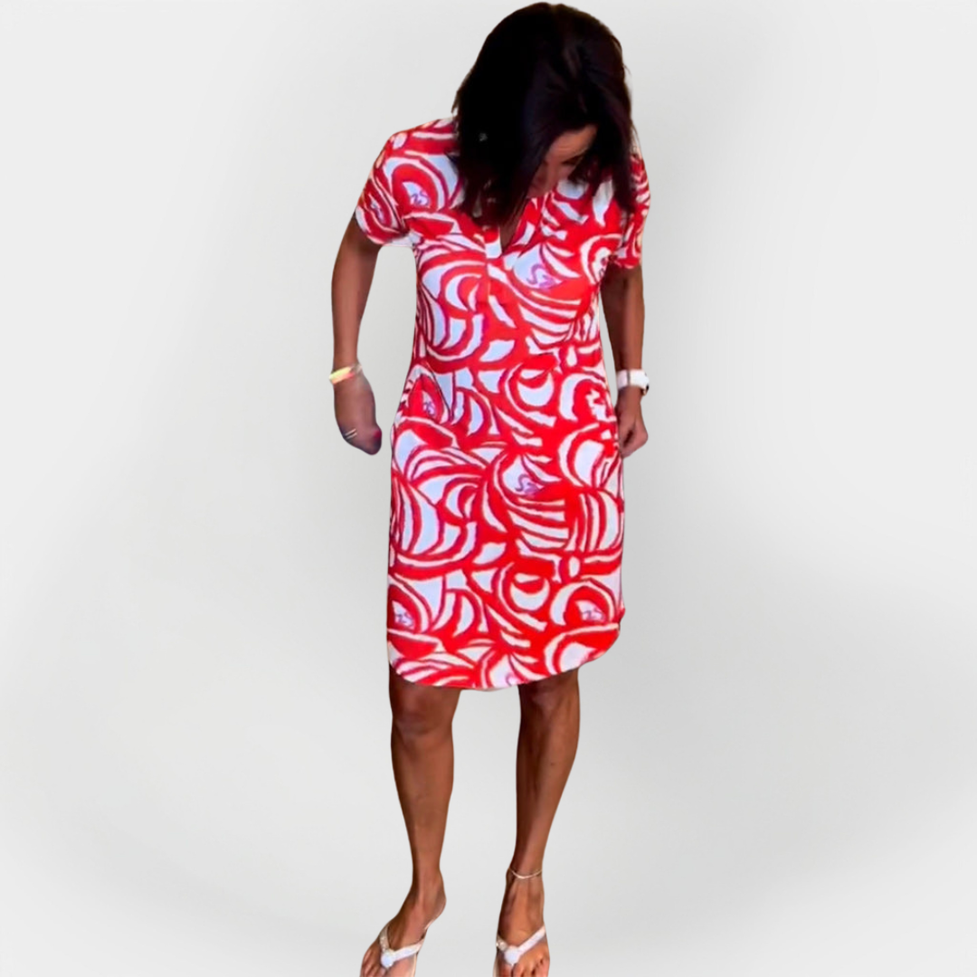 Soft Dress with Pattern and Short Sleeves