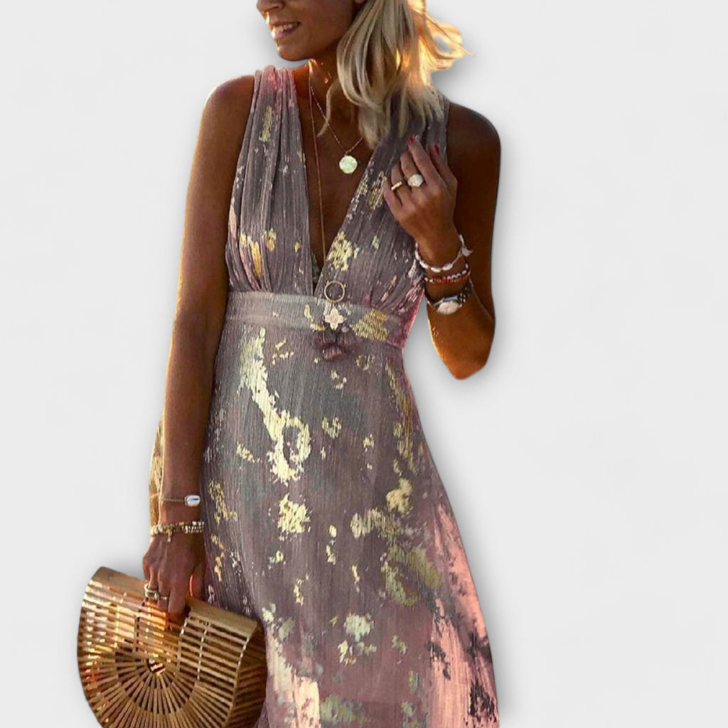 Tatiana - Smooth Dress with V-Shaped Neckline