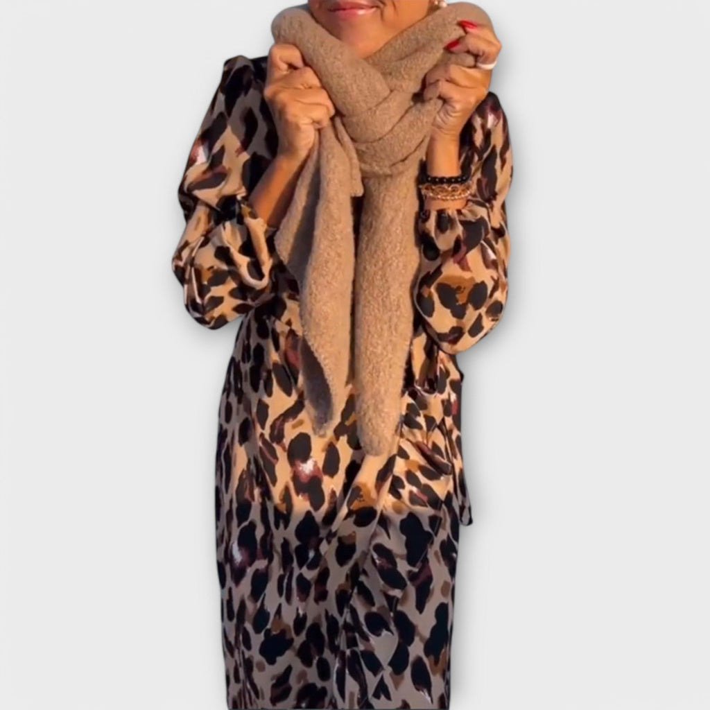 Emilia - Rochie de zi cu zi cu imprimeu leopard