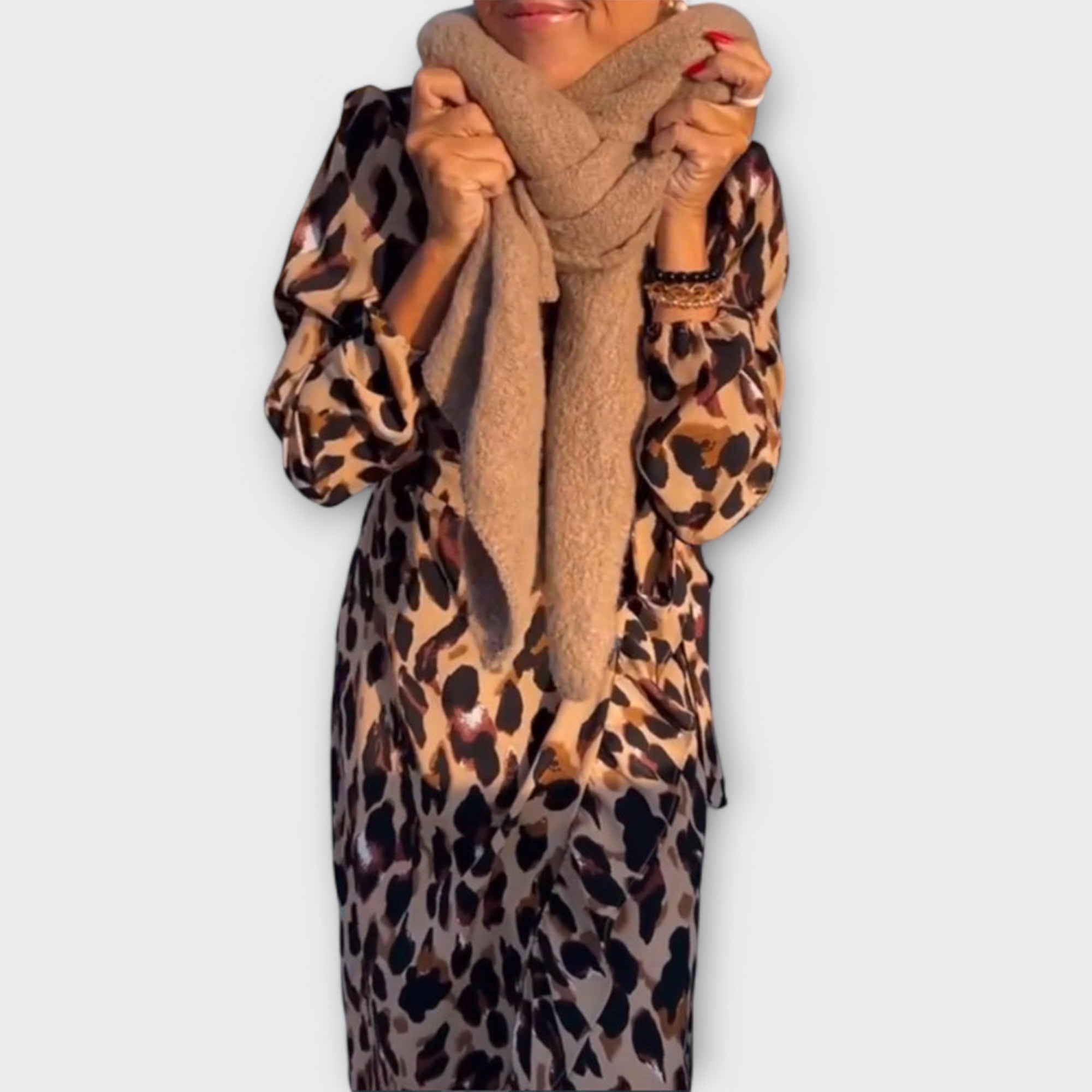 Emilia - Rochie de zi cu zi cu imprimeu leopard