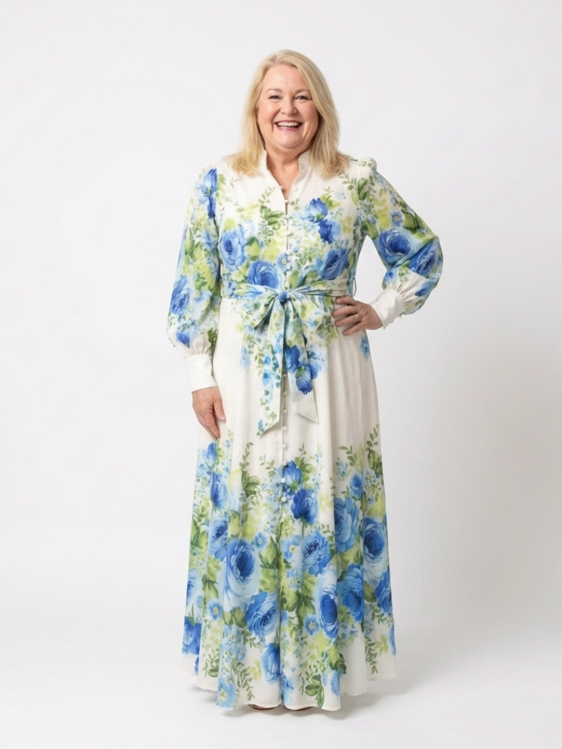 Harper | Rochie Maxi cu Mâneci Lungi și Flori