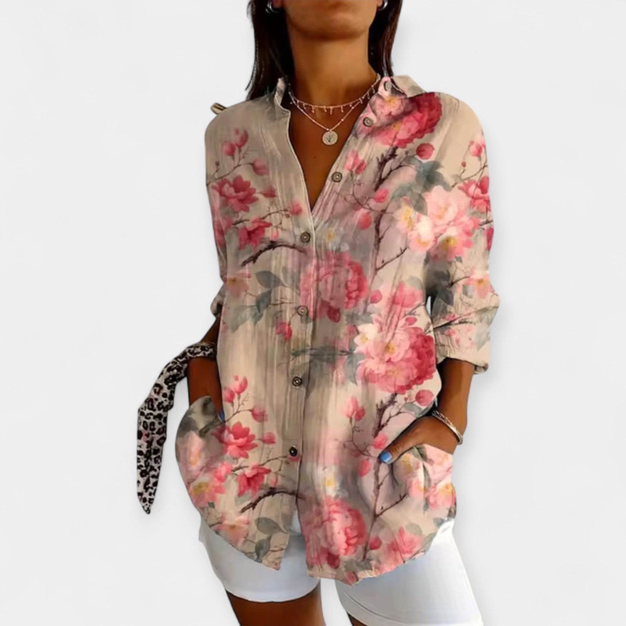 Cămașă cu nasturi și model floral