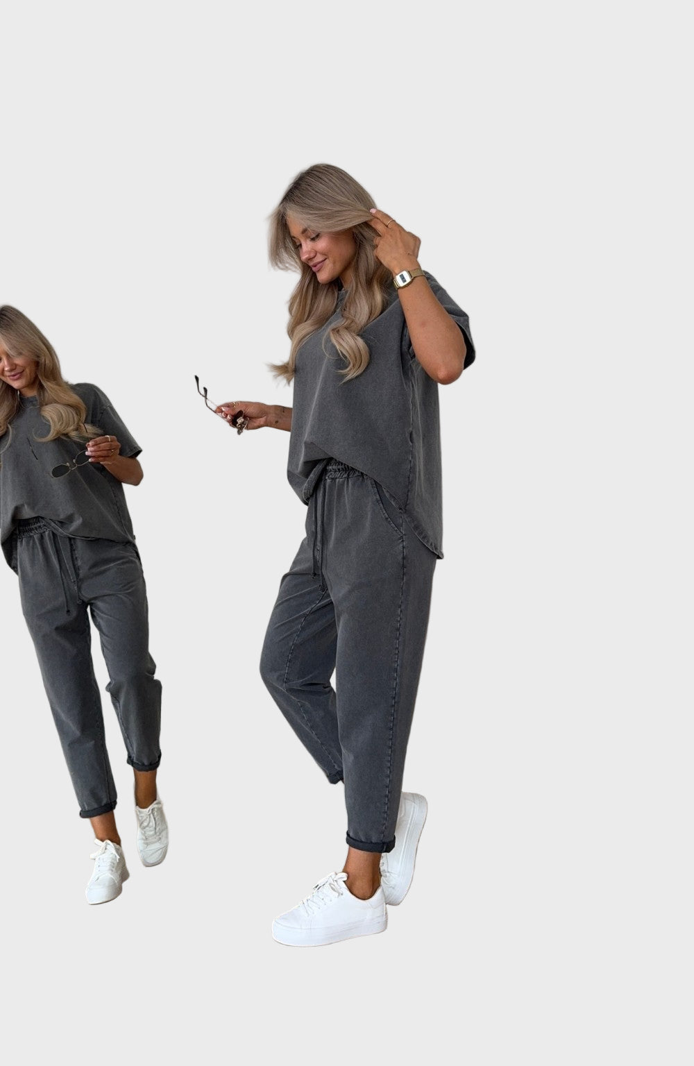 Set de 2 piese din bumbac dublu colorat