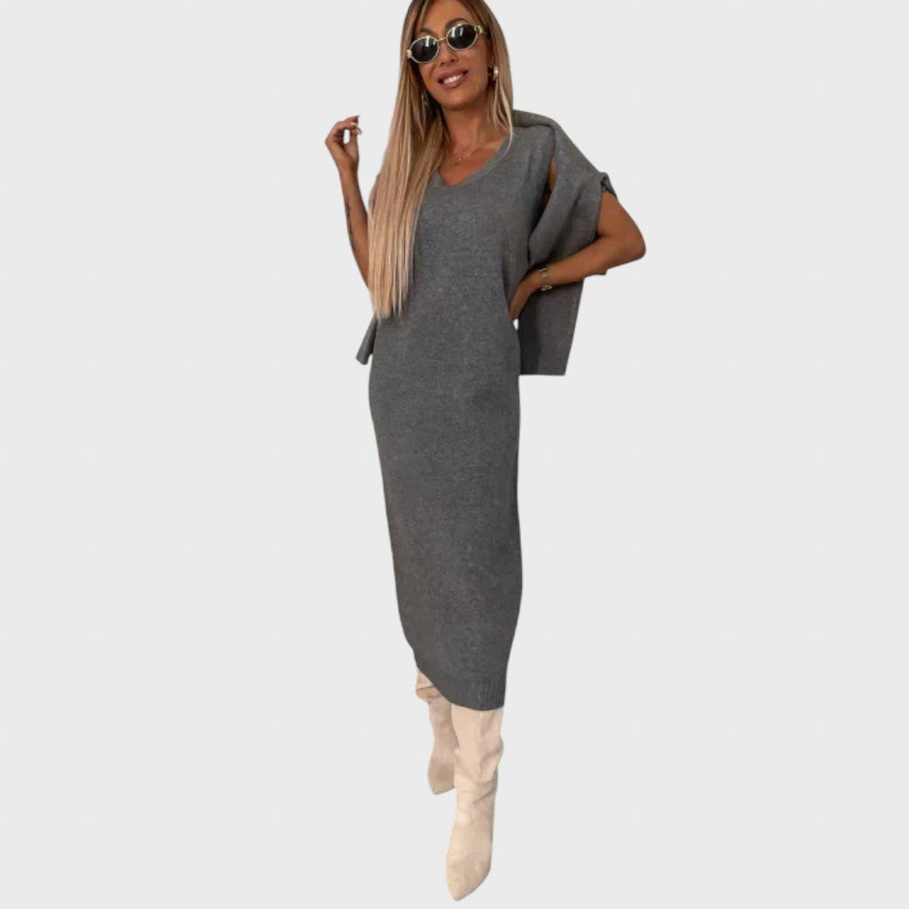 Teofilė | Rochie cu guler înalt asortat 