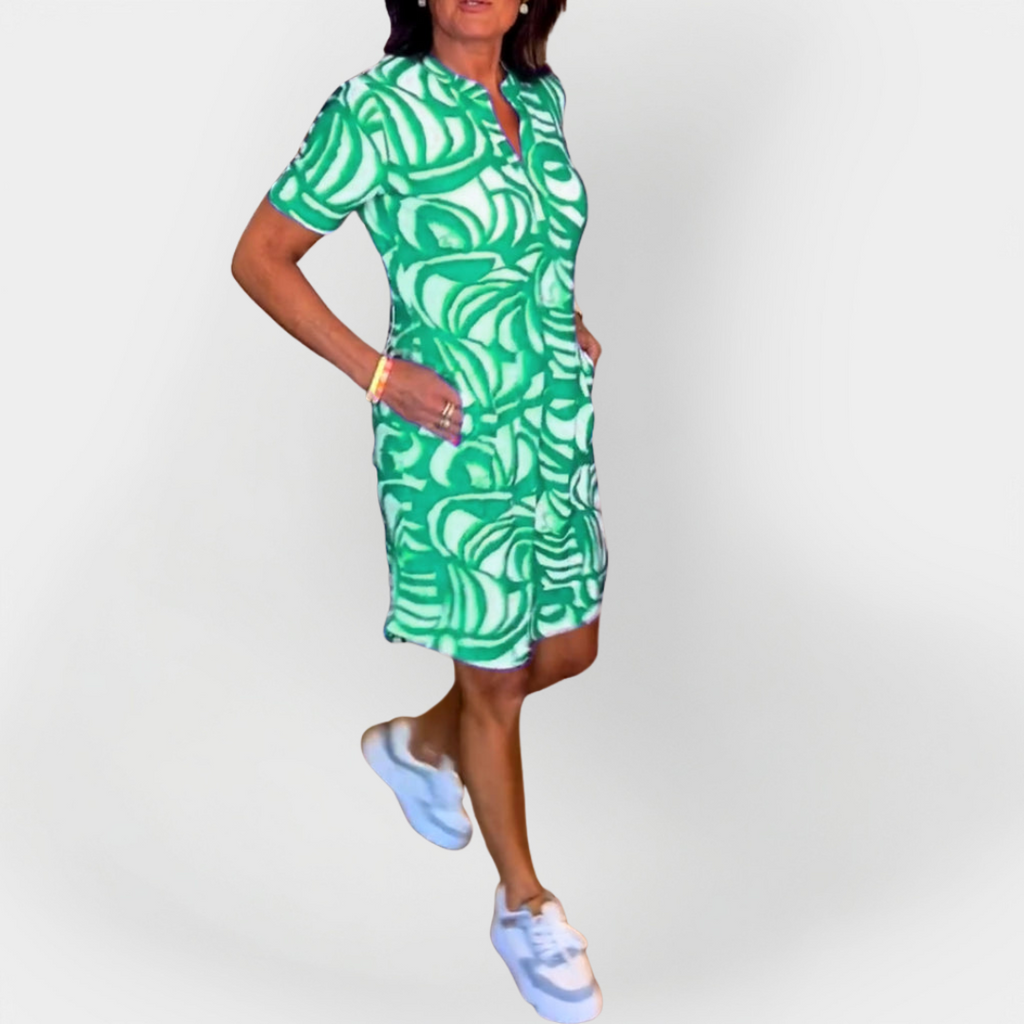 Soft Dress with Pattern and Short Sleeves