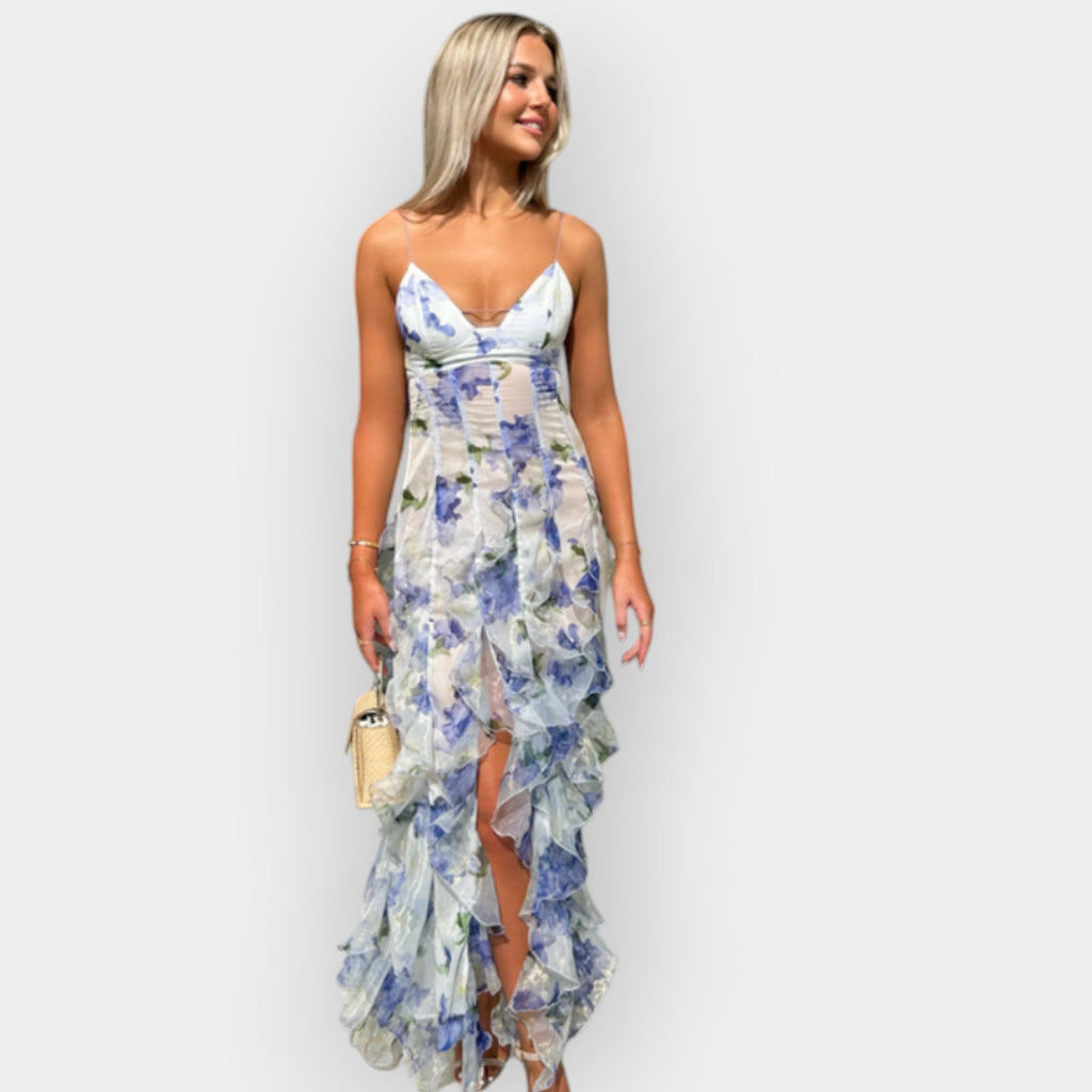 Rochie maxi cu volane reglabile