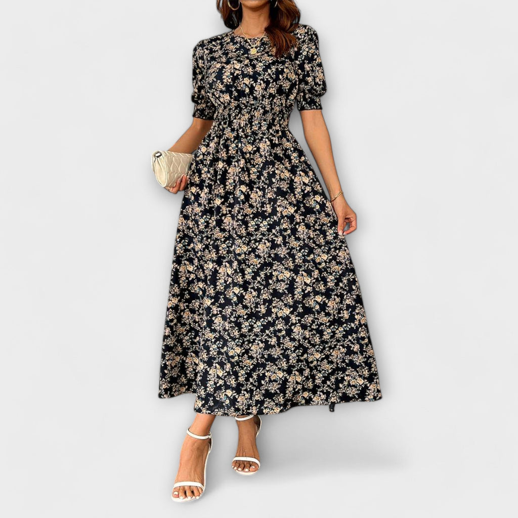 Amelia – Rochie cu decolteu rotund și model floral