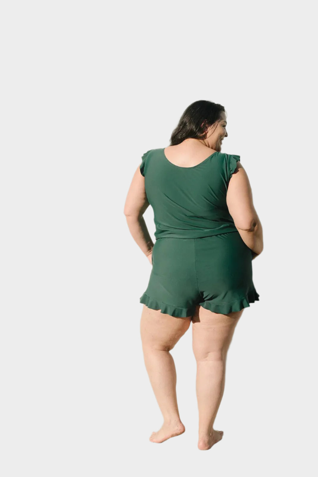Costum de baie cu volane și susținere a bustului