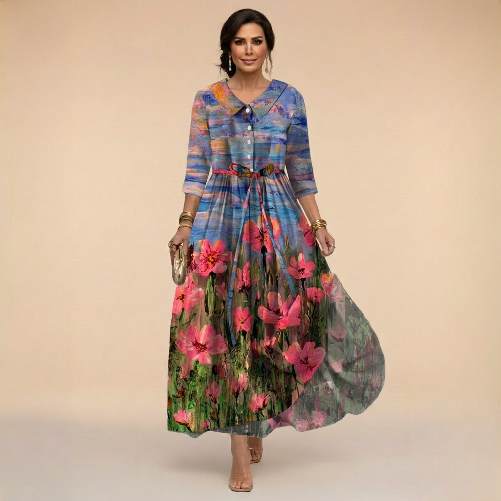 Rochie elegantă cu model impresionist