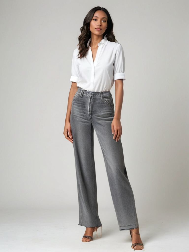Ava™ | Gray Flared Jeans
