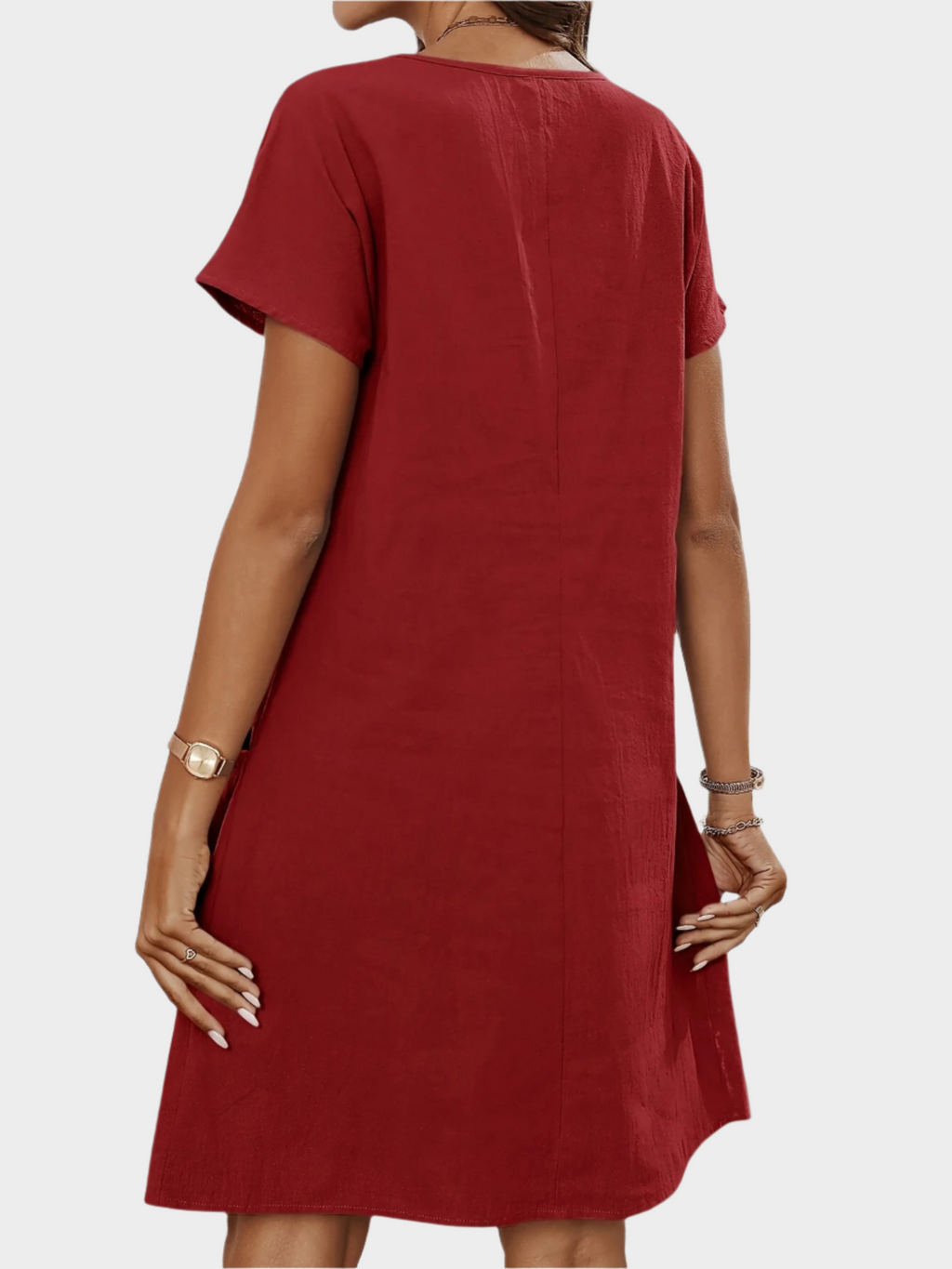 Mini Dress with Short Sleeves and Zippered Décolletage