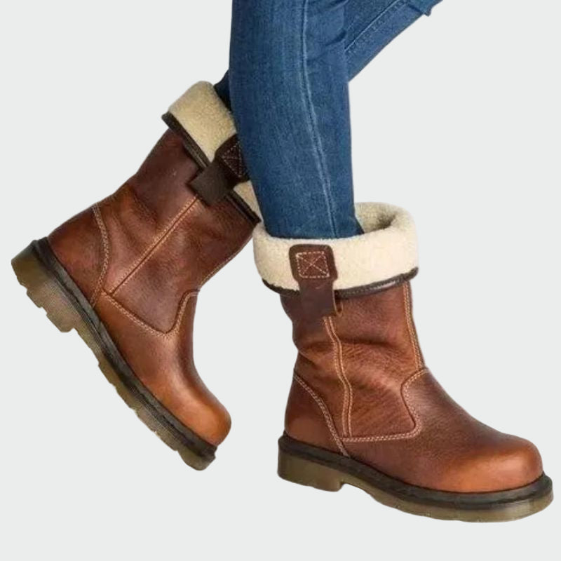 Rosa | Rustic Leather Winter Boots with Furry Lining