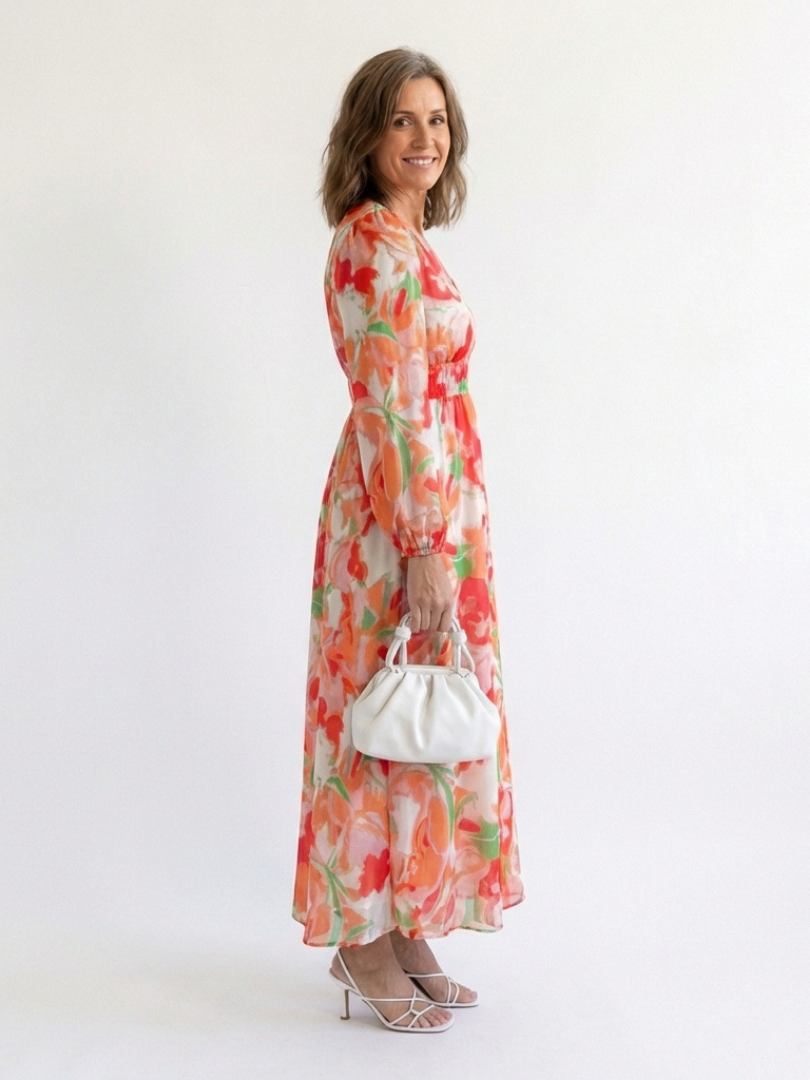 Althea | Rochie Maxi Floral cu Mâneci Lungi