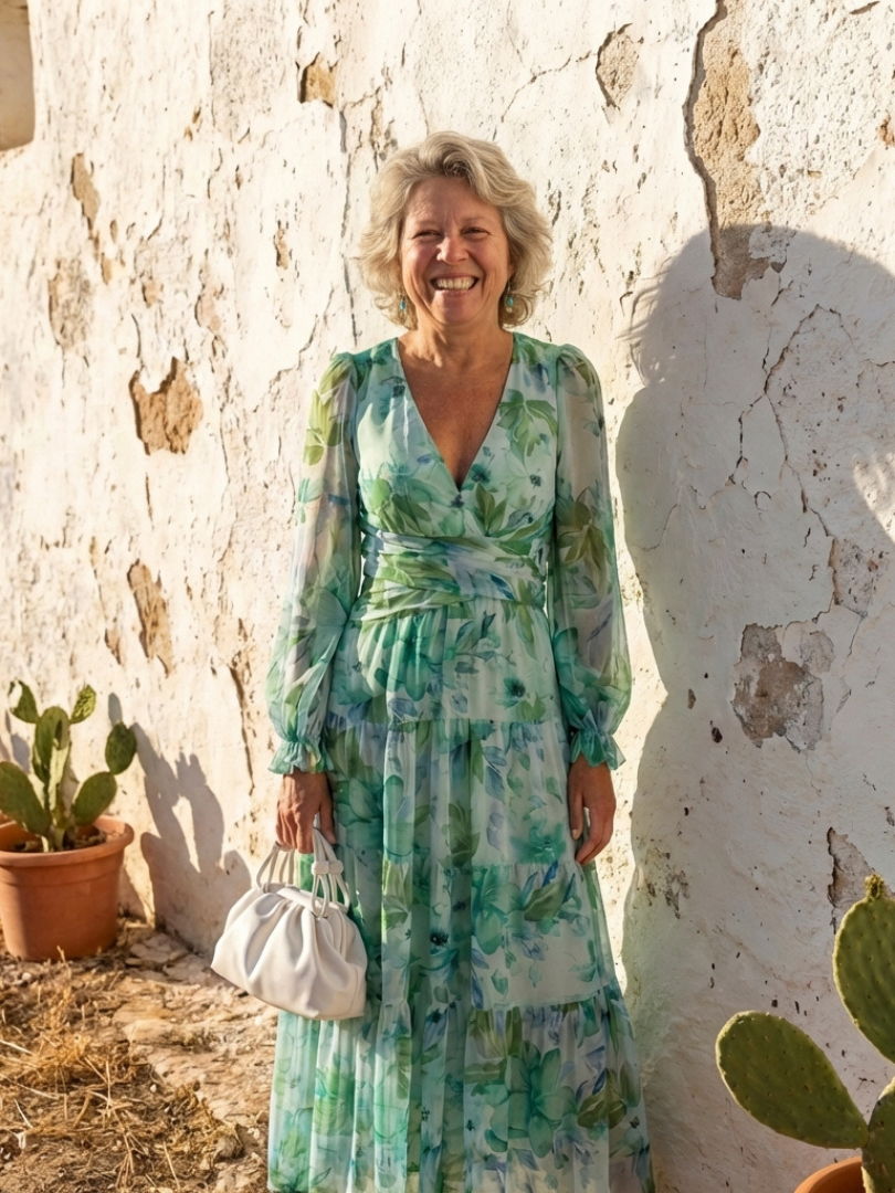 Althea | Rochie Maxi Floral cu Mâneci Lungi