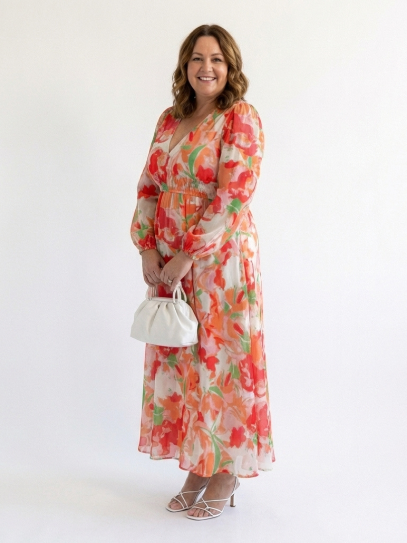 Althea | Rochie Maxi Floral cu Mâneci Lungi