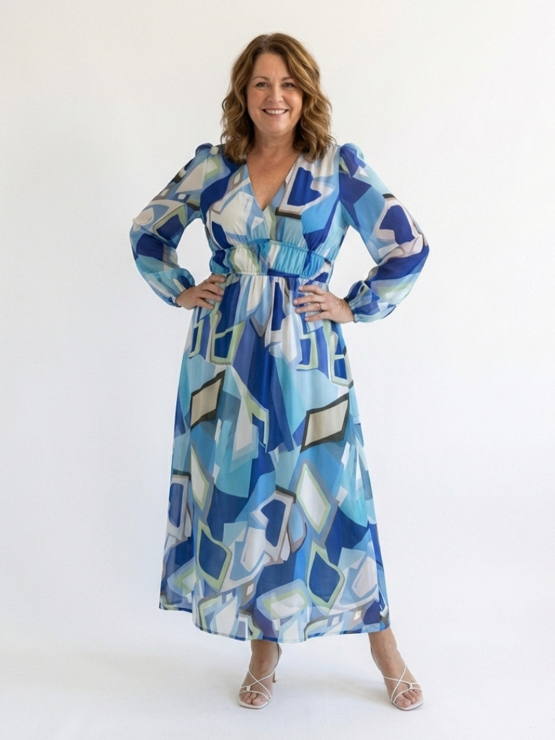 Althea | Rochie Maxi Floral cu Mâneci Lungi