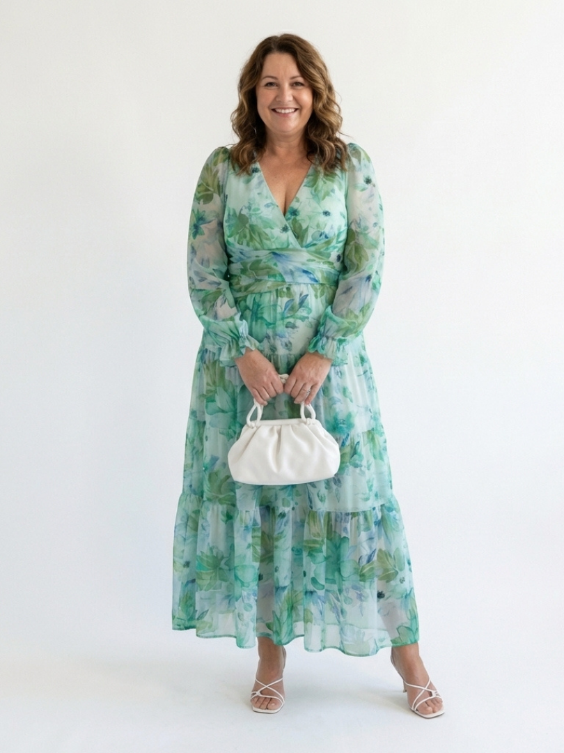 Althea | Rochie Maxi Floral cu Mâneci Lungi