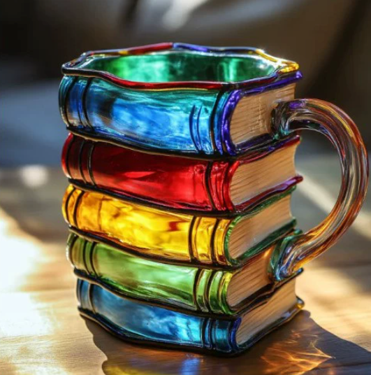 Cana Artisan Colorată cu Temă de Carte