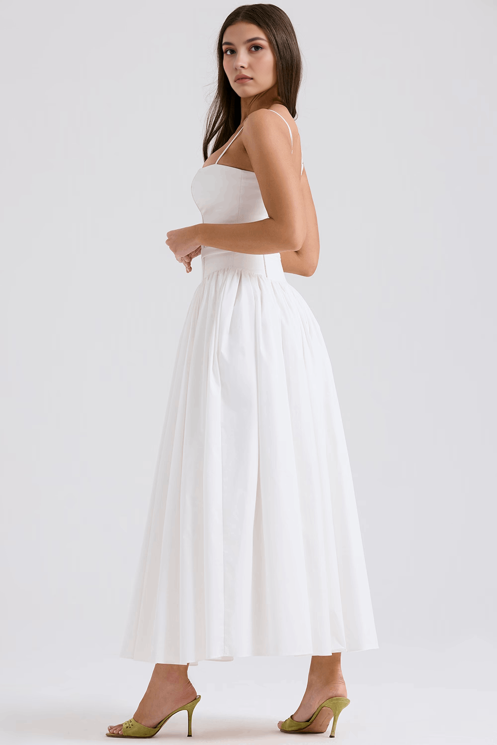Maxi Dress with Thin Straps and Floral Pattern