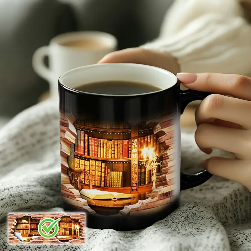 Cana din ceramică termoreactivă cu rafturi de cărți încântătoare