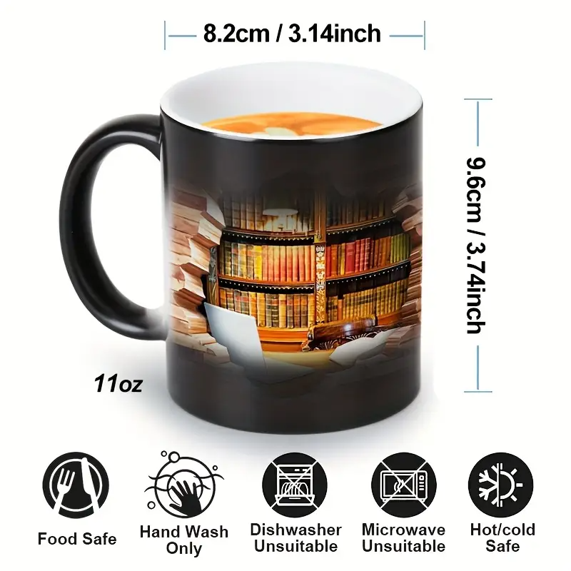 Cana din ceramică termoreactivă cu rafturi de cărți încântătoare