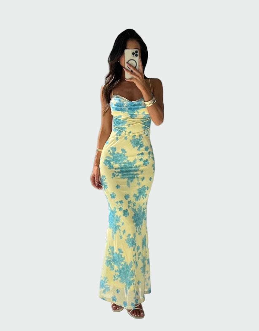 Rochie din satin cu model floral
