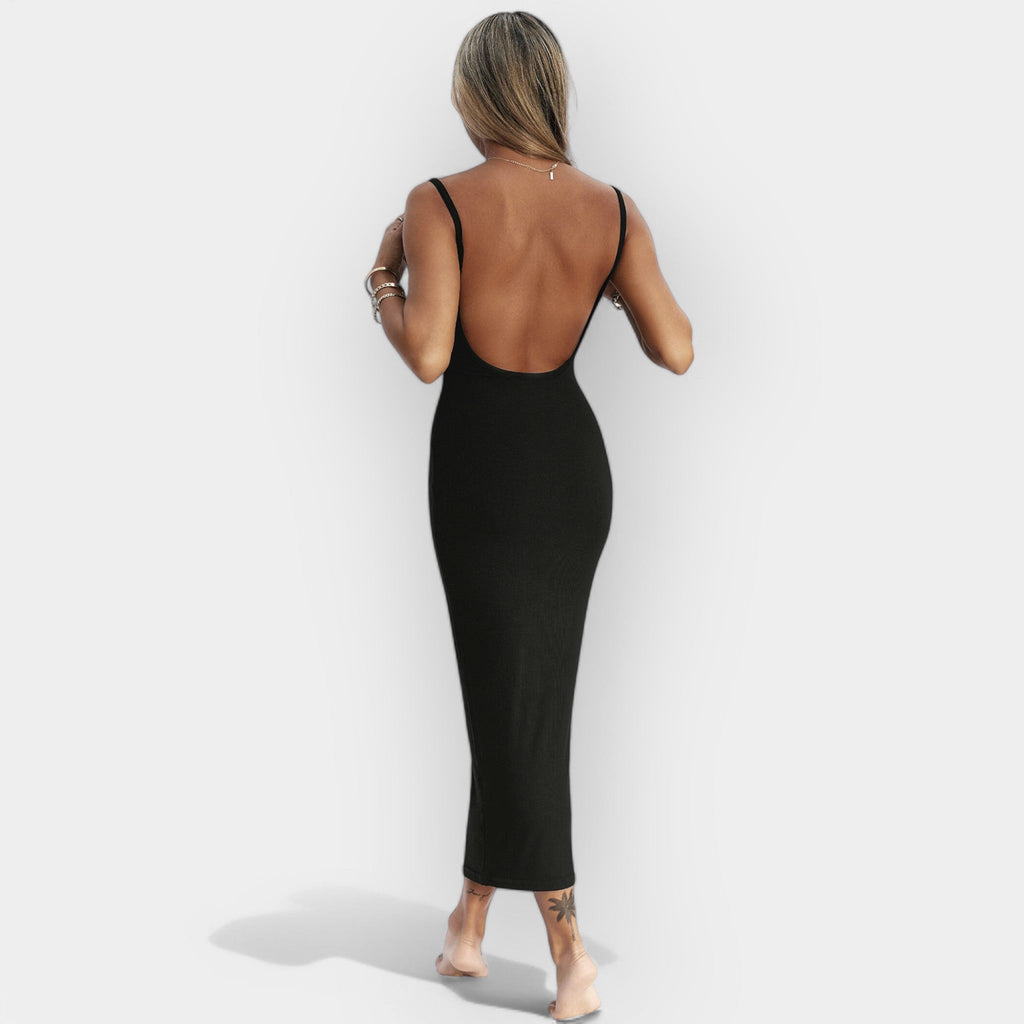 Rochie midi cu spate deschis și stil