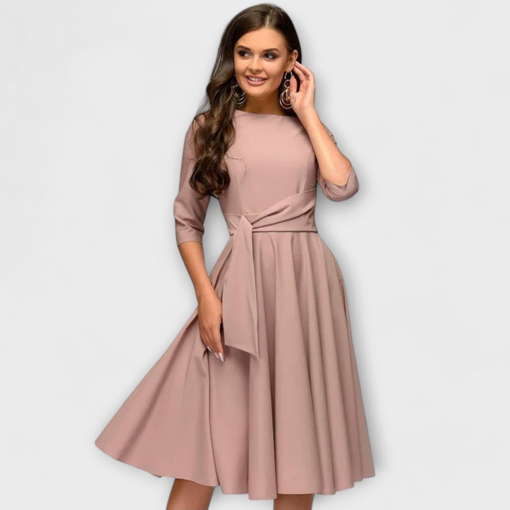 Ana - Rochie midi elegantă cu curea în talie