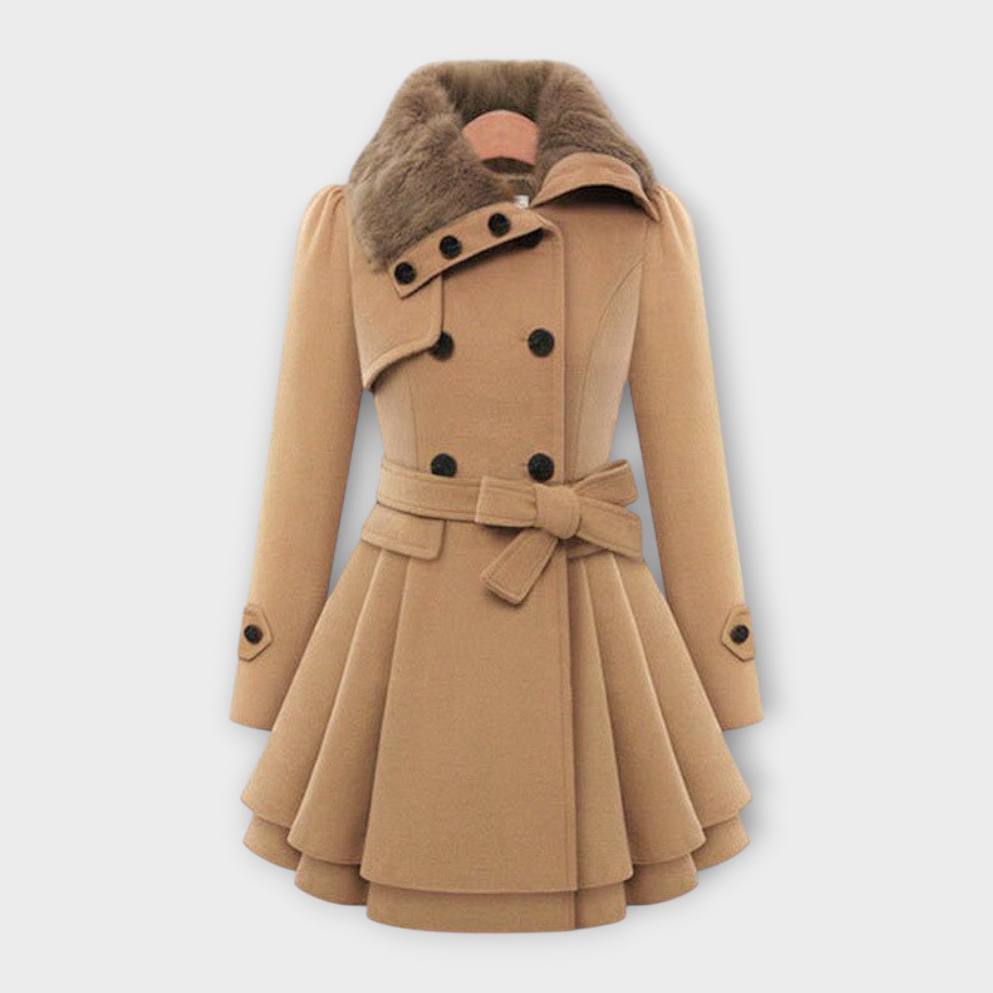 Emma - Palton elegant cu guler din blană artificială