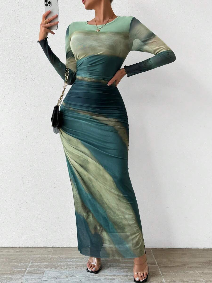 Rebeca™ | Rochie ajustată cu estampat elegant