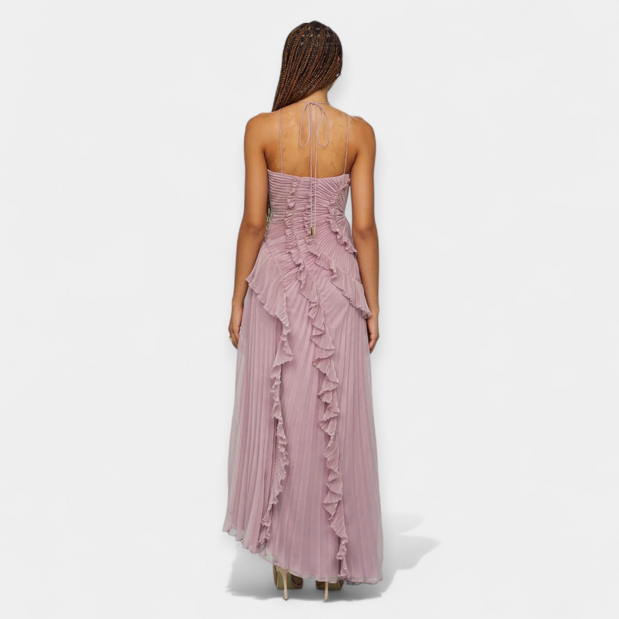 Rochie midi Lila cu volane reglabile