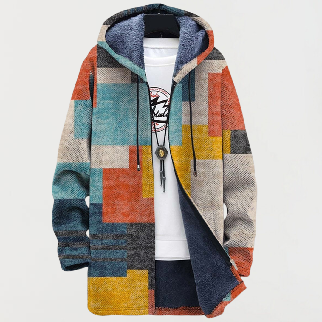 Jacket with Geometric Colored Blocks