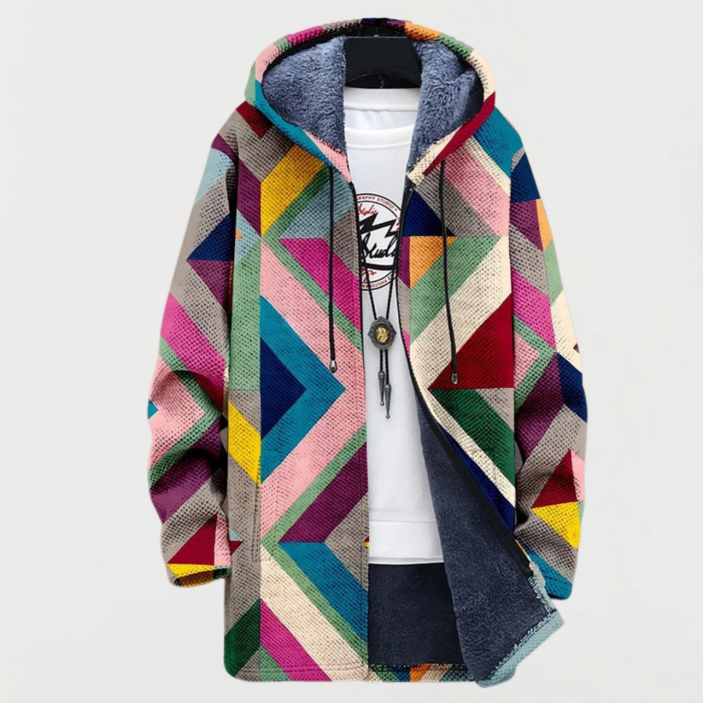 Pulover cu model geometric artistic