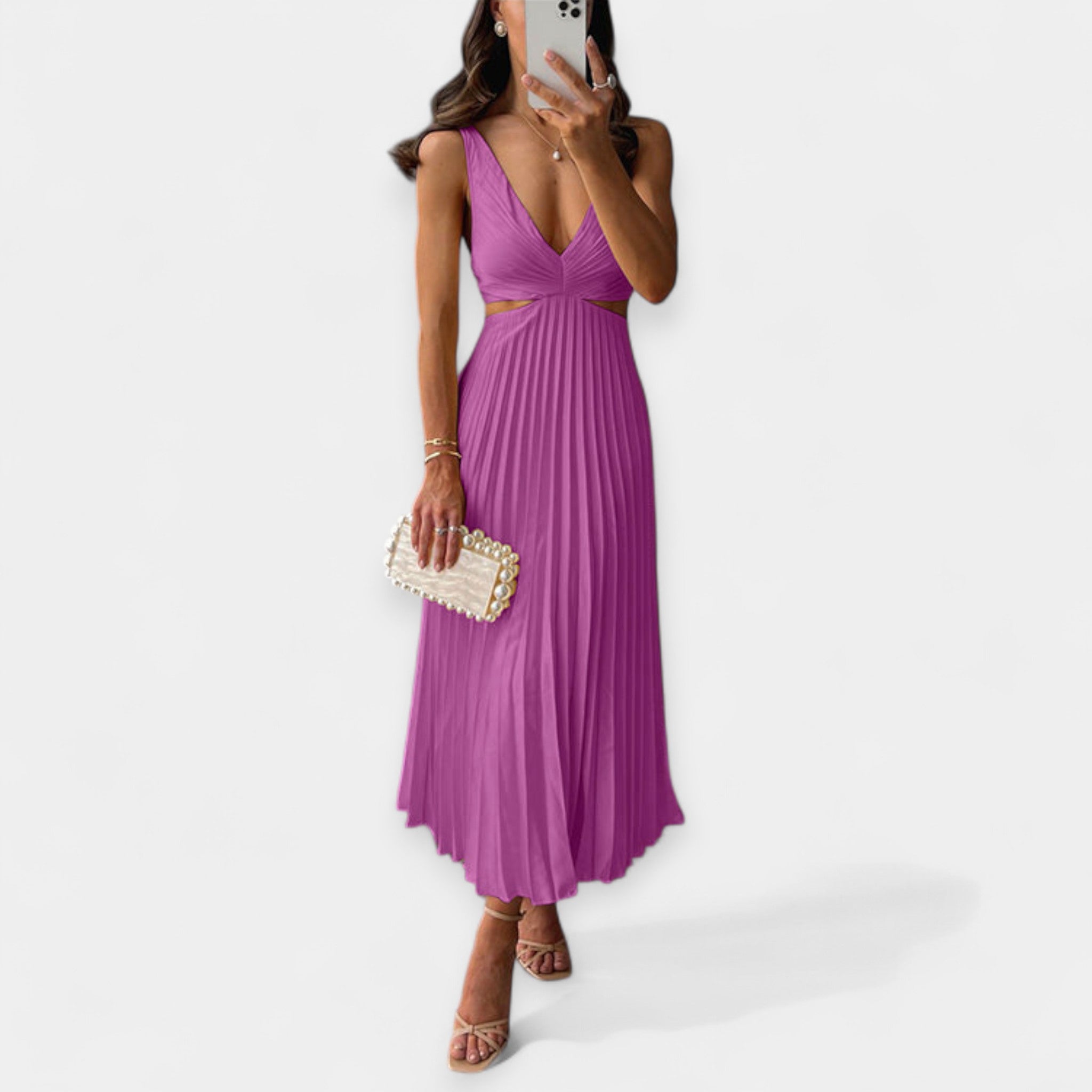 Rochie maxi cu design plisat